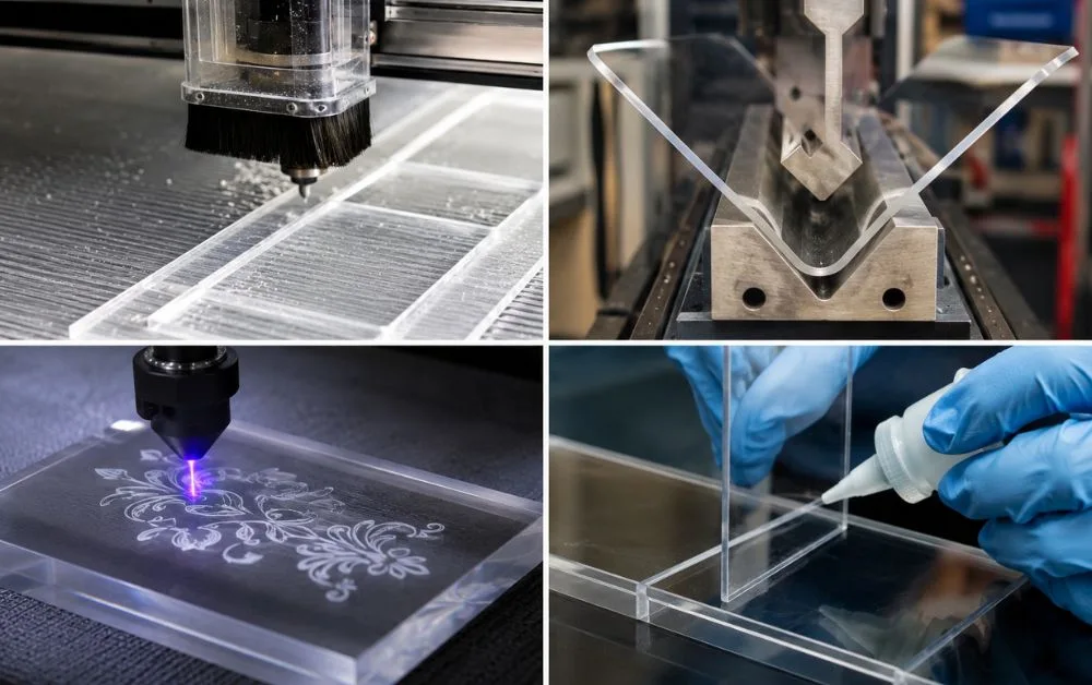 Acrylic Fabrication Services in UAE: Cutting, Bending, Laser Engraving & UV Bonding Explained